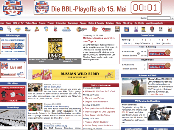 webseite bei playoffs